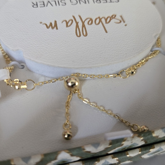 Isabella Gold Cross Charm Gold Plated Sterling Silver Layered Bracelet - Picture 3 of 7